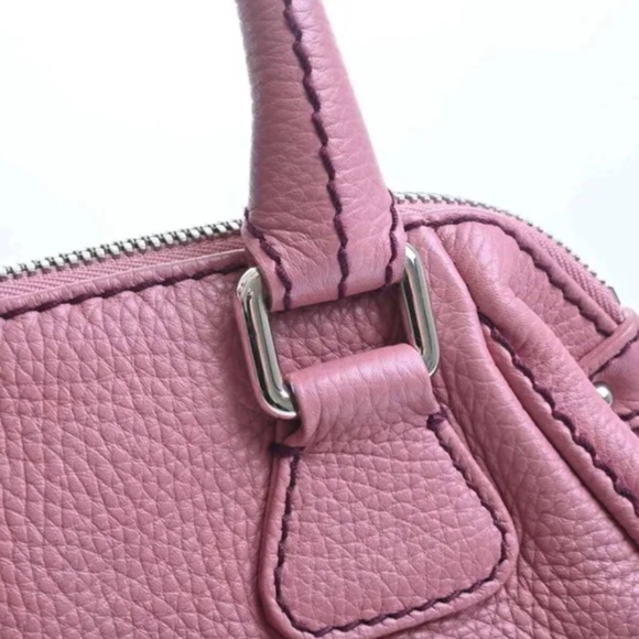 Pre-owned Authentic CHANEL Leather Mini Boston Bag Pink Leather Handbag - Picture 8 of 10